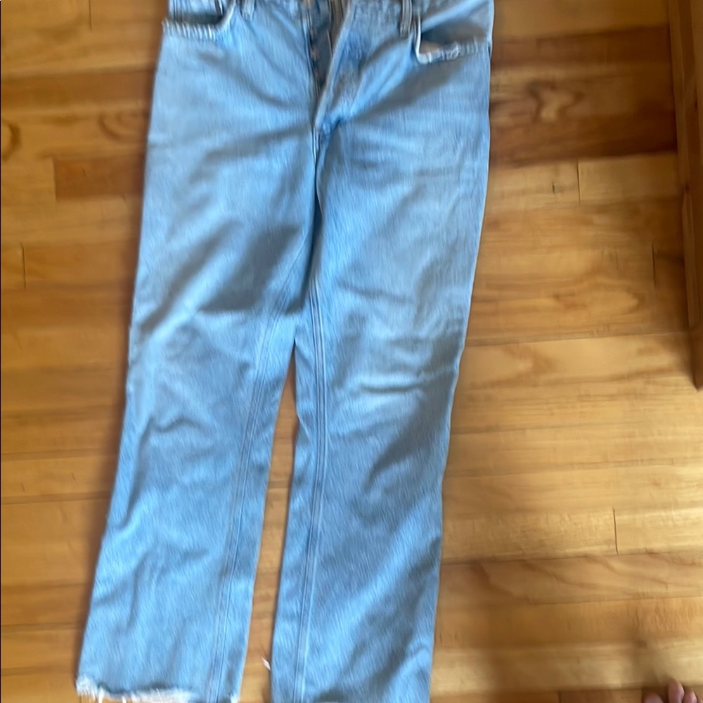 AGolde Raw Hem Light Blue Denim Jeans